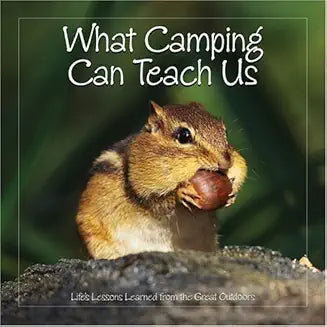 Children's book titled "What Camping Can Teach Us" by Book Publisher, featuring an illustrated cover with outdoor camping scenes.