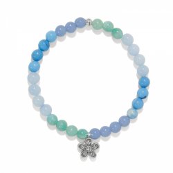 Enchanting Flower Stretch Bracelet Blue - Zinnias Gift Boutique