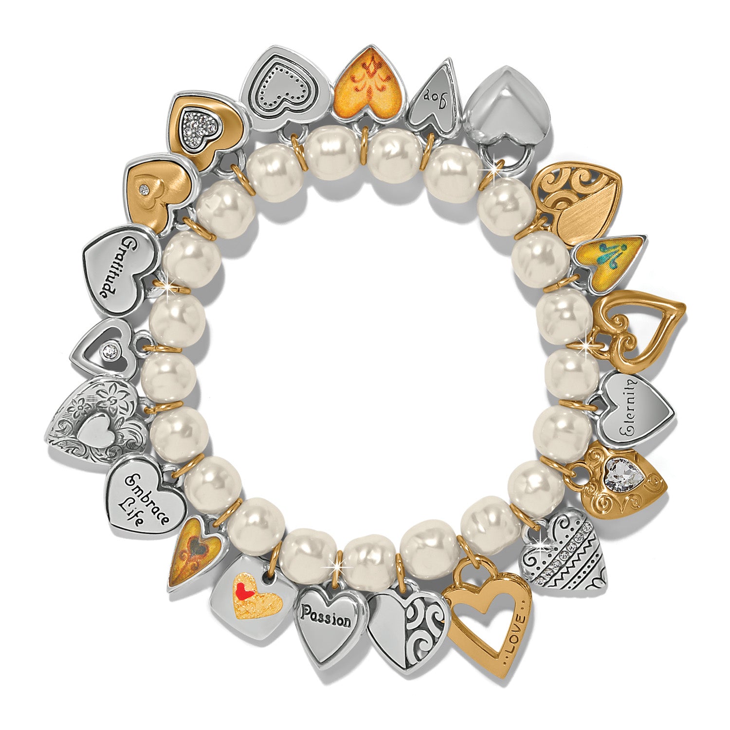 One Heart Pearl Stretch Bracelet - Zinnias Gift Boutique