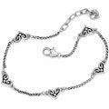 Brighton Alcazar Heart Anklet featuring a delicate heart charm on a silver chain, stylish jewelry for ankle adornment.