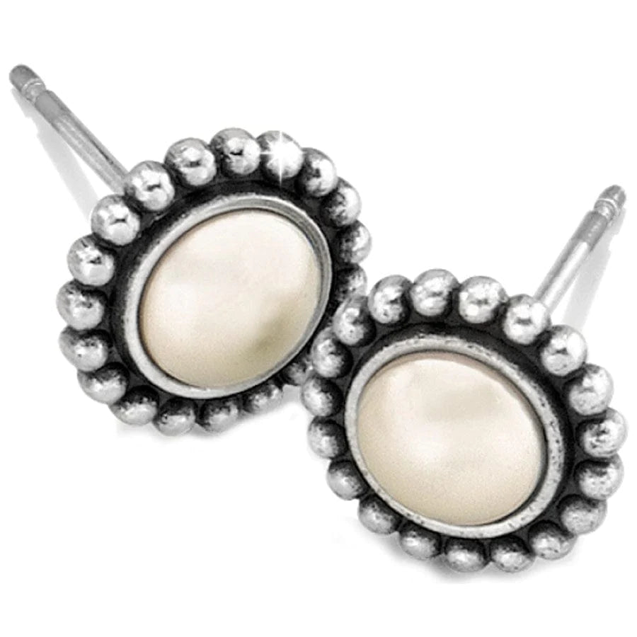 Silver and pearl Luster Mini Post Earrings by Brighton featuring elegant, small stud design with a polished finish.