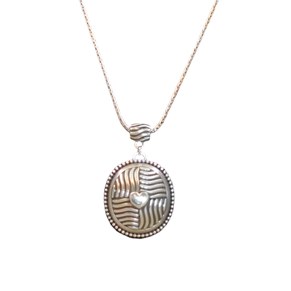 Silver Plated DEL RIO Southwest Woven Heart Concho Necklace - Zinnias Gift Boutique