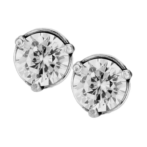 Brighton Brilliance 7mm silver post earrings with a sleek, polished finish on a white background.