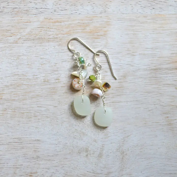 Opaque Sea Foam Glass Earrings - Sterling Silver - Zinnias Gift Boutique