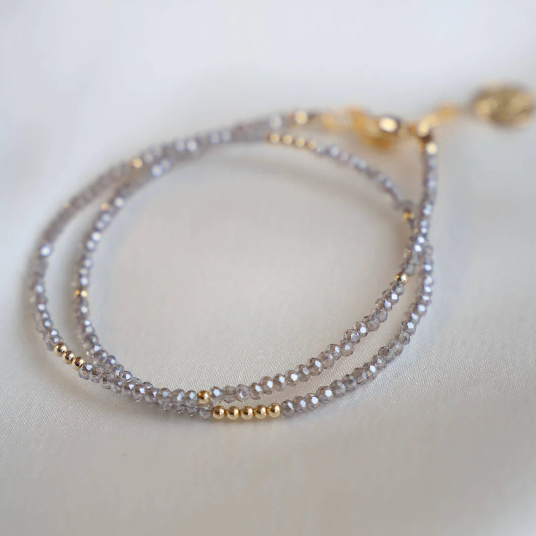 Smokey Petite Crystal Double Bracelet Smoky - Zinnias Gift Boutique