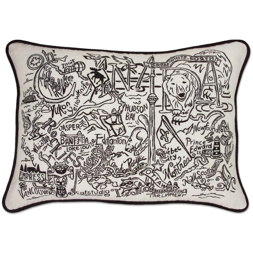 Hand-embroidered Geography Pillow - Zinnias Gift Boutique