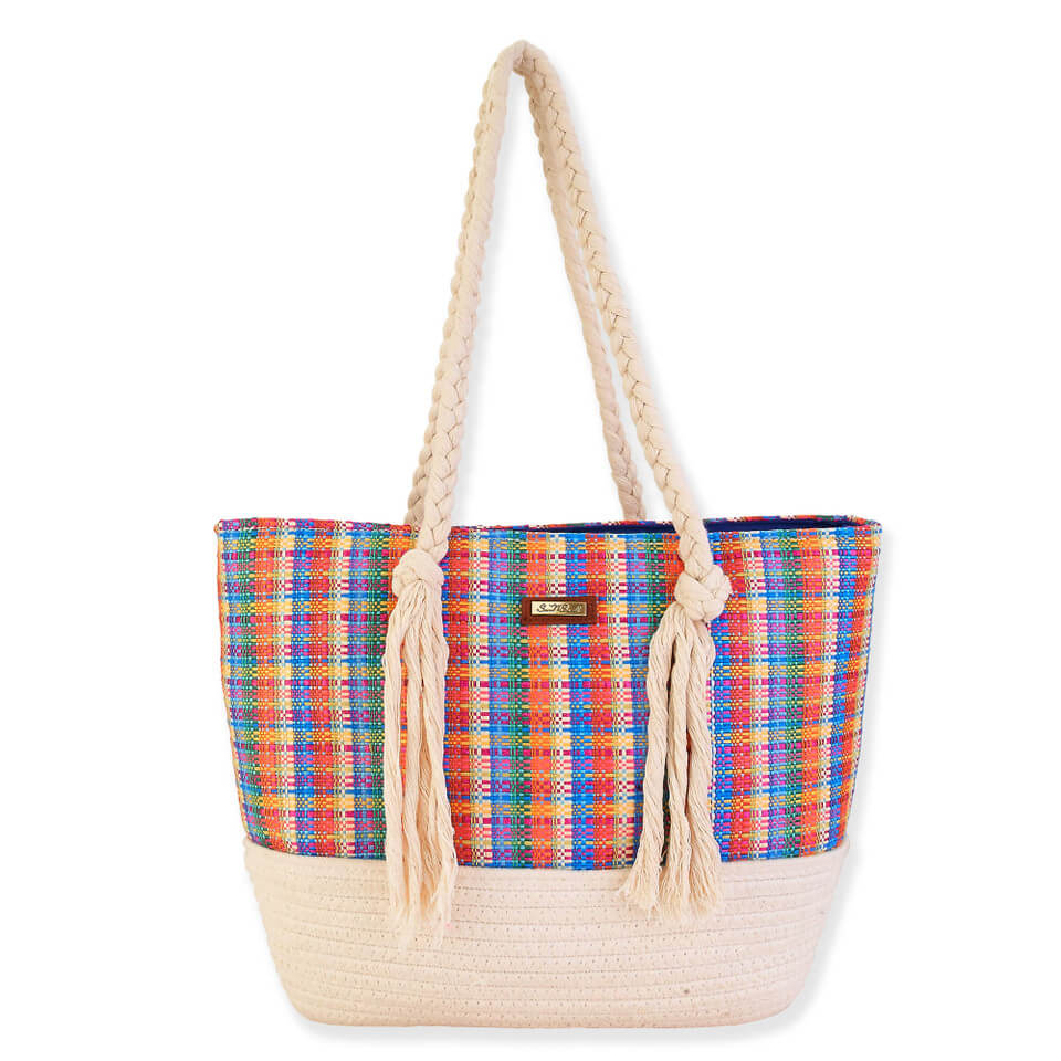 Poly Straw Medium Shoulder Tote | Giselle - Zinnias Gift Boutique