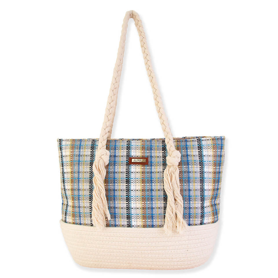 Poly Straw Medium Shoulder Tote | Giselle - Zinnias Gift Boutique