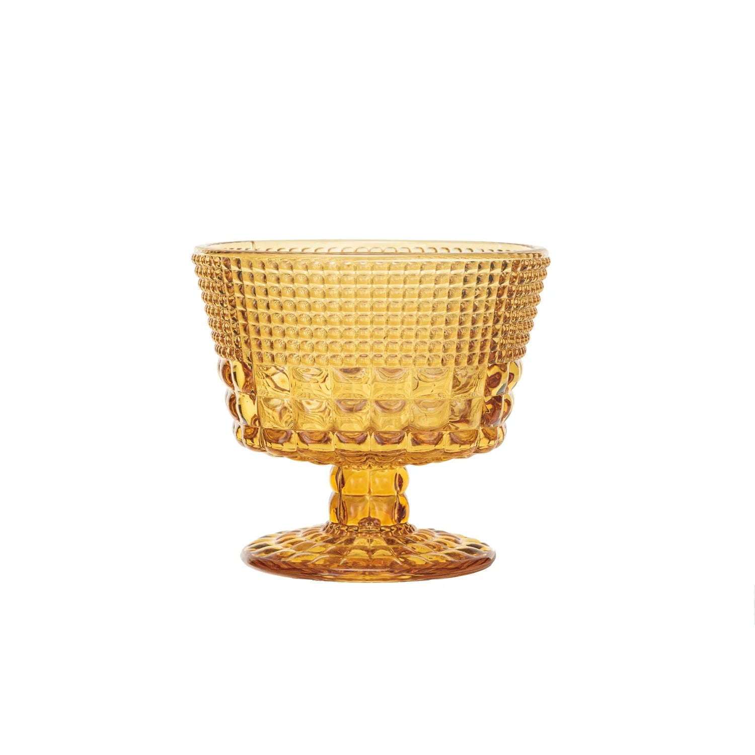 Embossed Stemmed Coupe Glass, Amber Color - Zinnias Gift Boutique