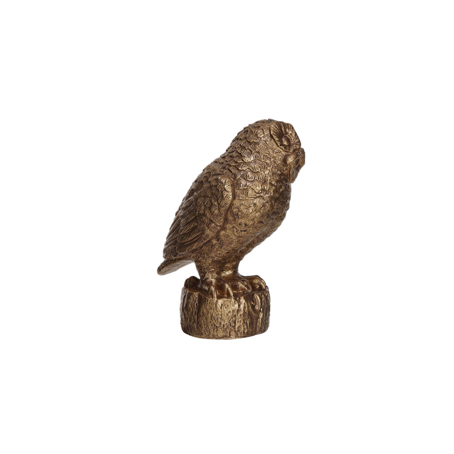 Resin Owl, Antique Gold Finish - Zinnias Gift Boutique