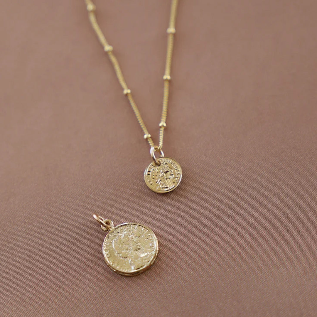 Coin Charm Necklace 18&quot; - Zinnias Gift Boutique