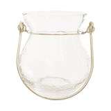 Hammered Recycled Glass Tealight Holder w/ Metal Handle - Zinnias Gift Boutique