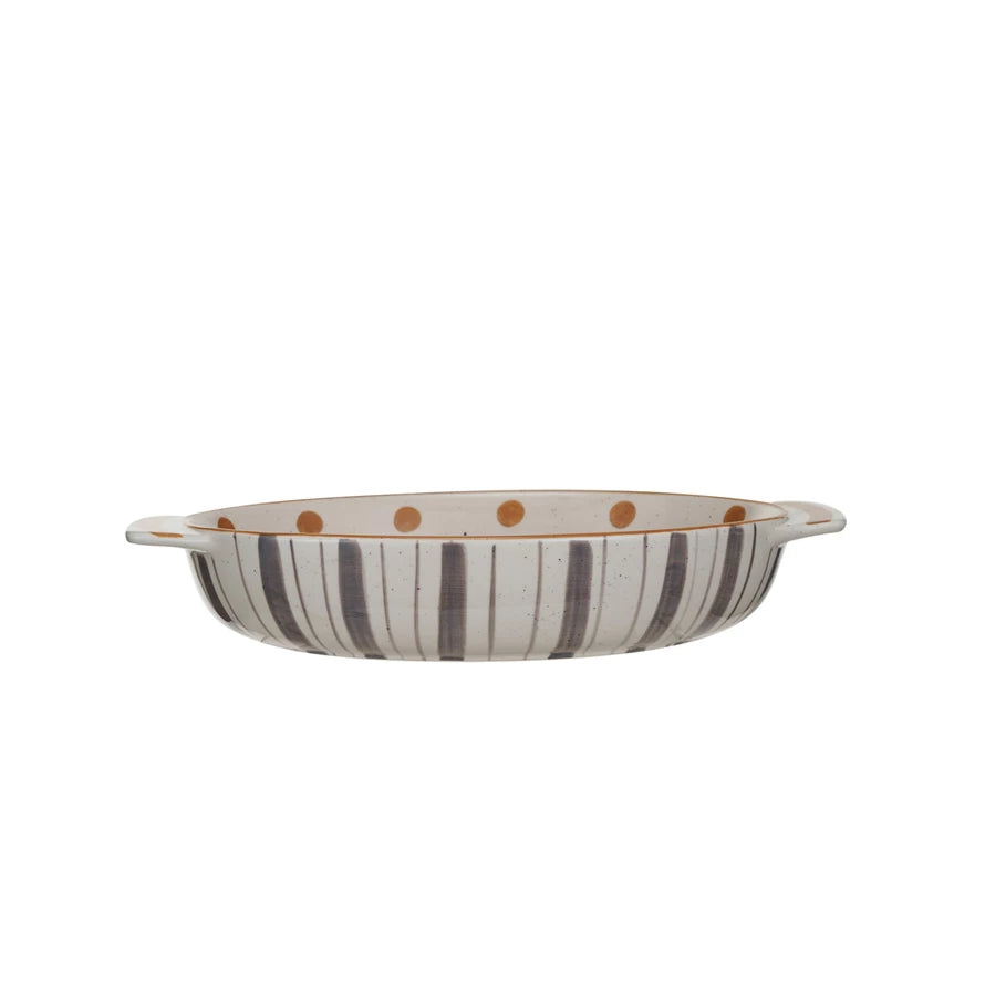 Hand-Painted Stoneware Baking Dish - Zinnias Gift Boutique