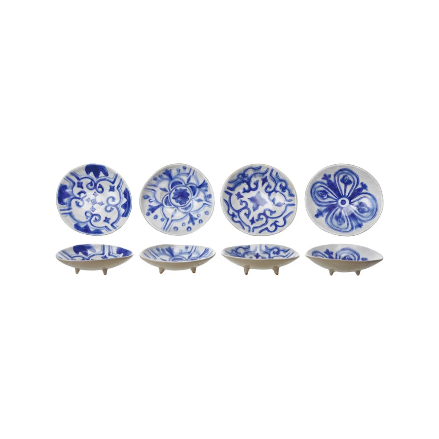 Hand-Painted Stoneware Footed Dish - Zinnias Gift Boutique