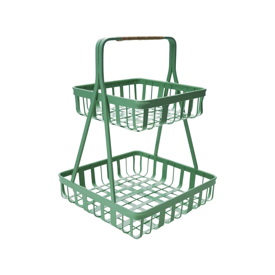Metal 2-Tier Tray Mint Color - Zinnias Gift Boutique
