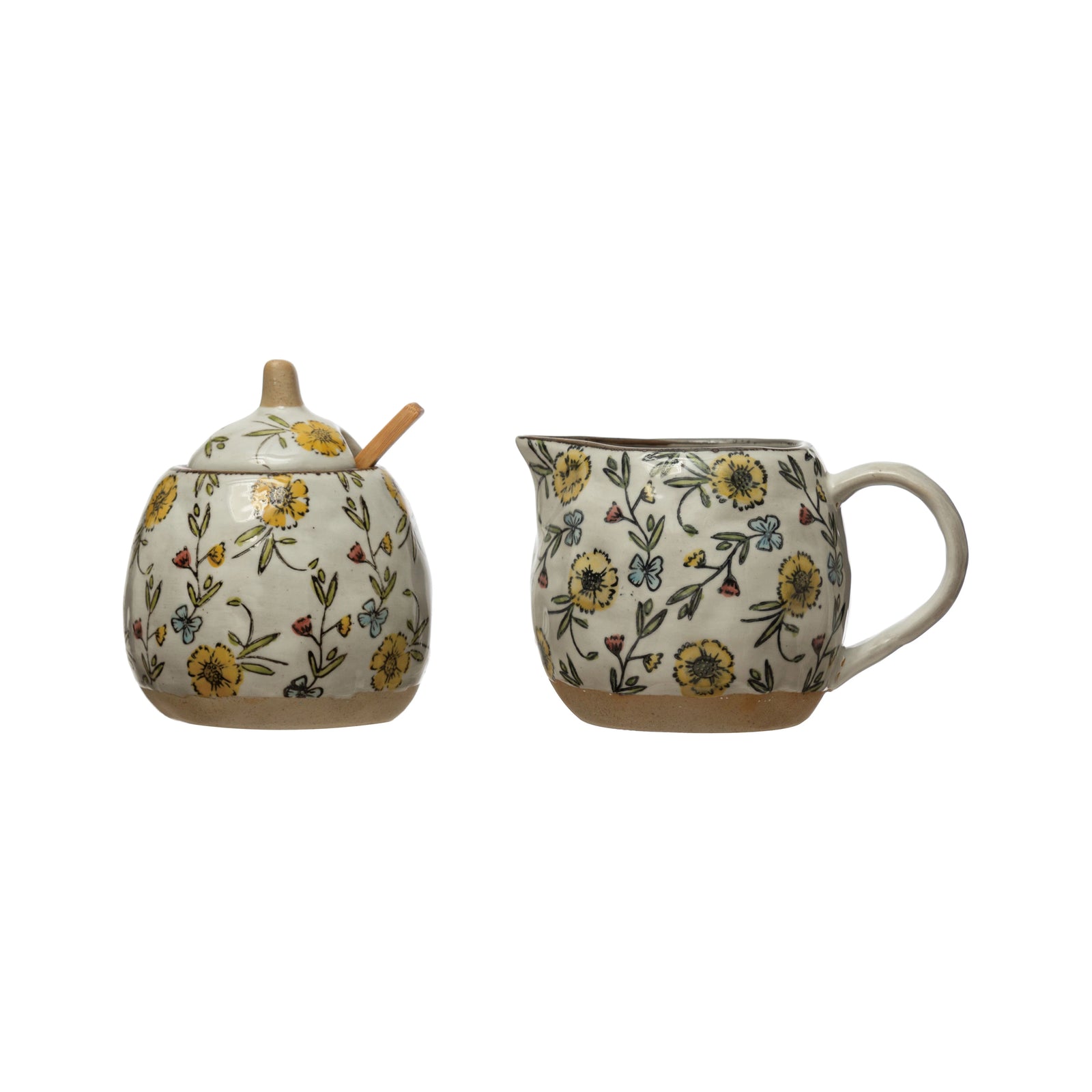 Sugar and creamer Hand-Painted - Zinnias Gift Boutique