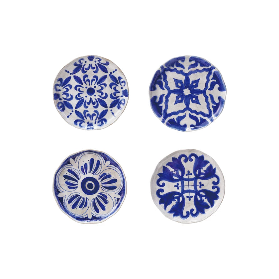 Hand-Painted Stoneware 9" Plate w/Pattern - Zinnias Gift Boutique