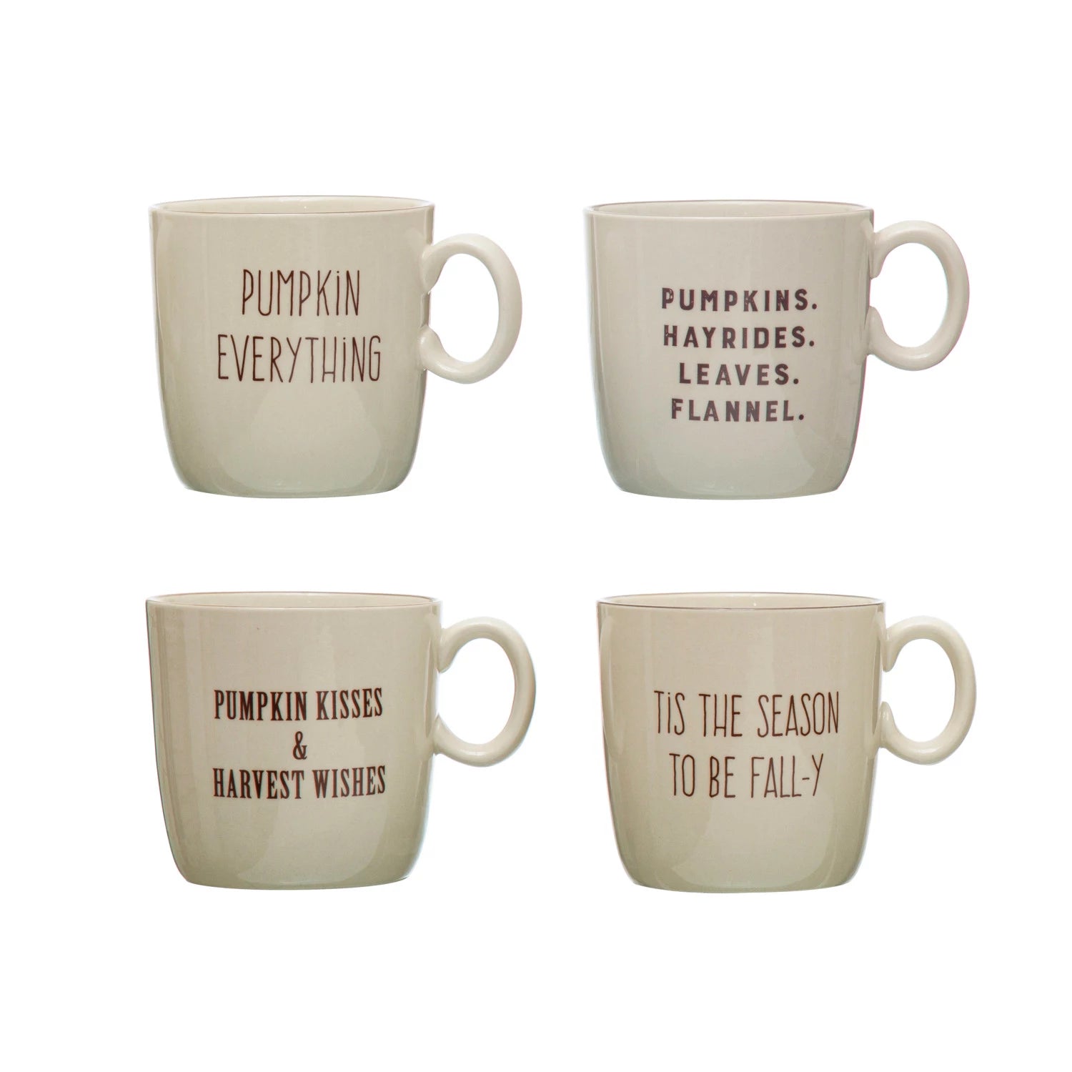Stoneware Mug w/ Fall Saying, Cream Color & Brown - Zinnias Gift Boutique