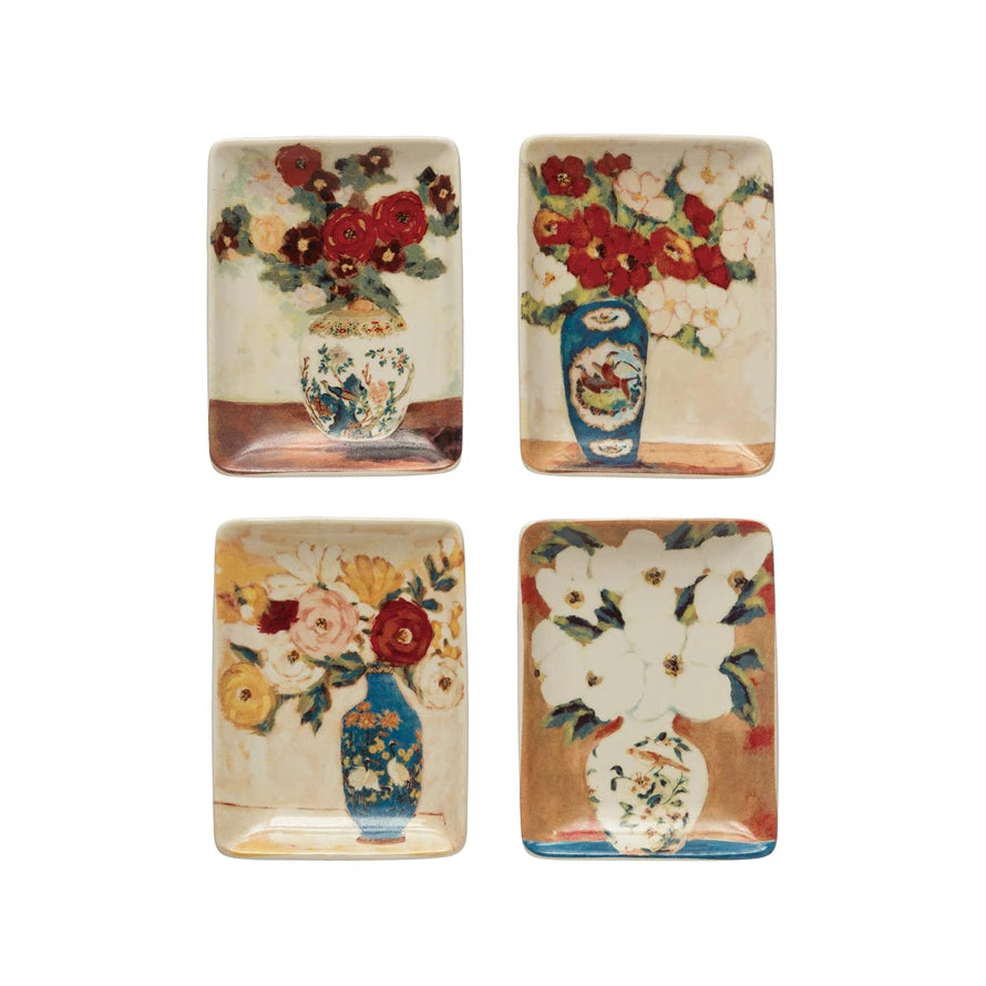 Stoneware Dish Floral Vase - Zinnias Gift Boutique