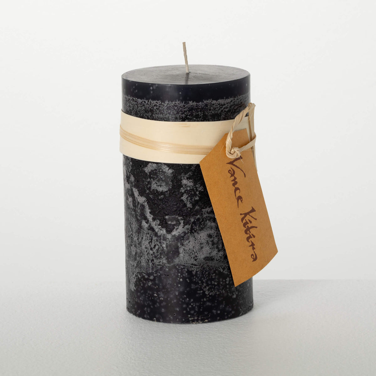 Distressed Black Pillar Candle Large