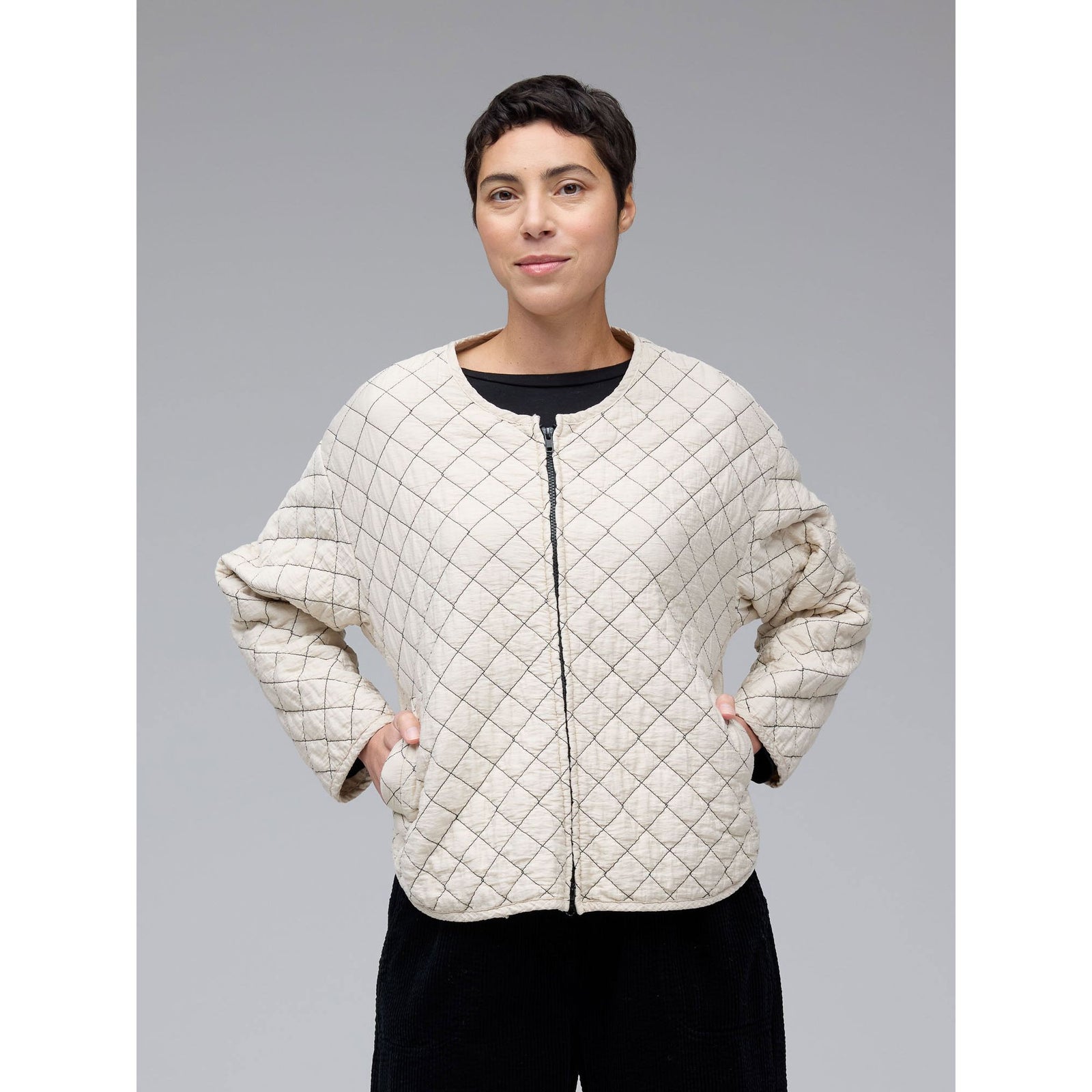 Cutloose Moonbeam bomber jacket featuring a sleek design and lightweight fabric, shown on a model.