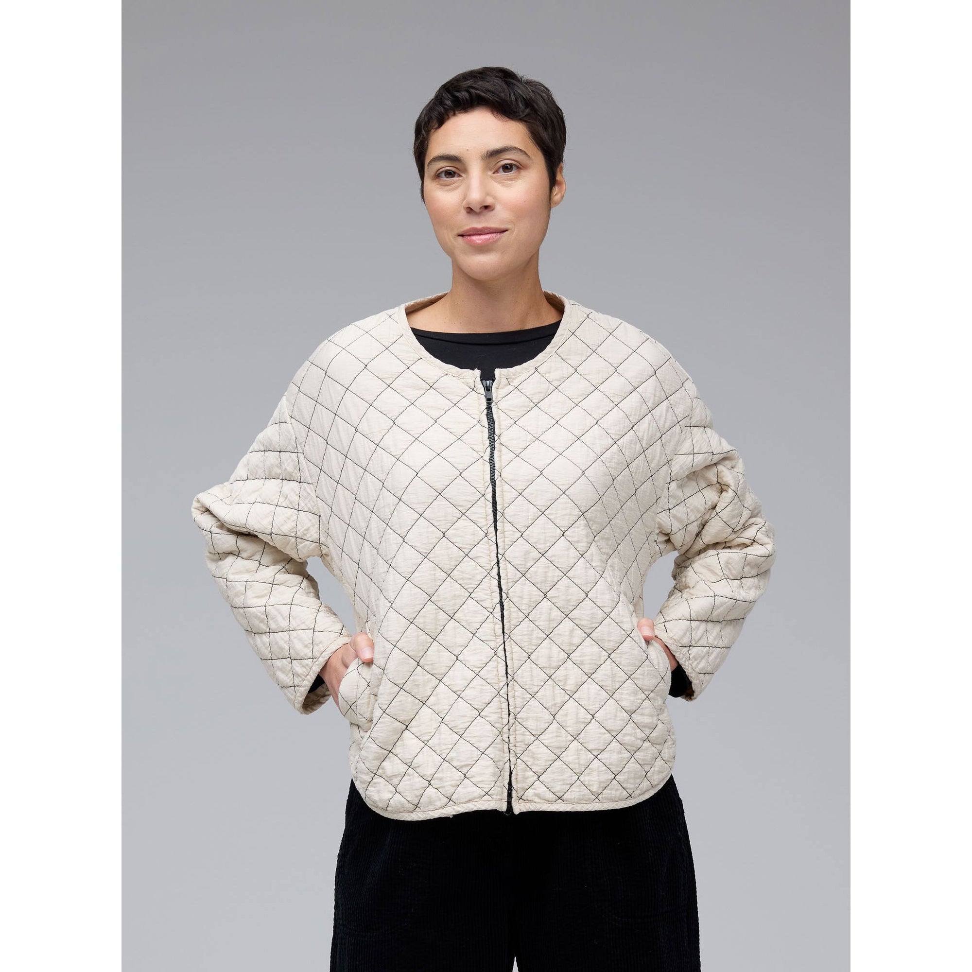 Cutloose Moonbeam bomber jacket featuring a sleek design and lightweight fabric, shown on a model.