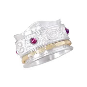 Amethyst Wave Edge Spinner Ring