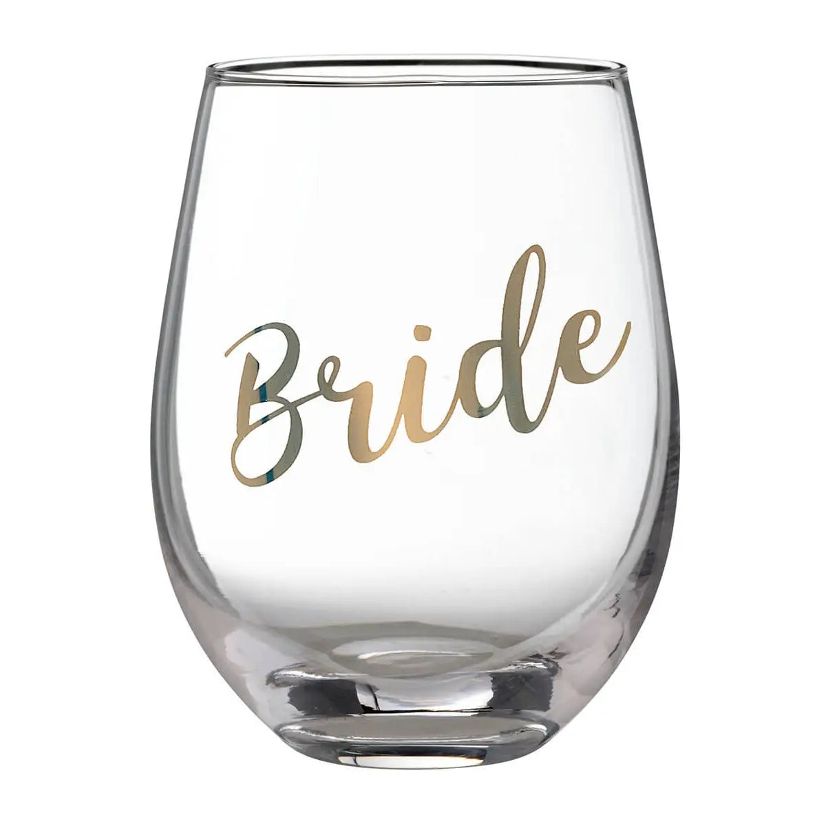 Gold &quot;Bride&quot; Stemless Wine Glass - Zinnias Gift Boutique