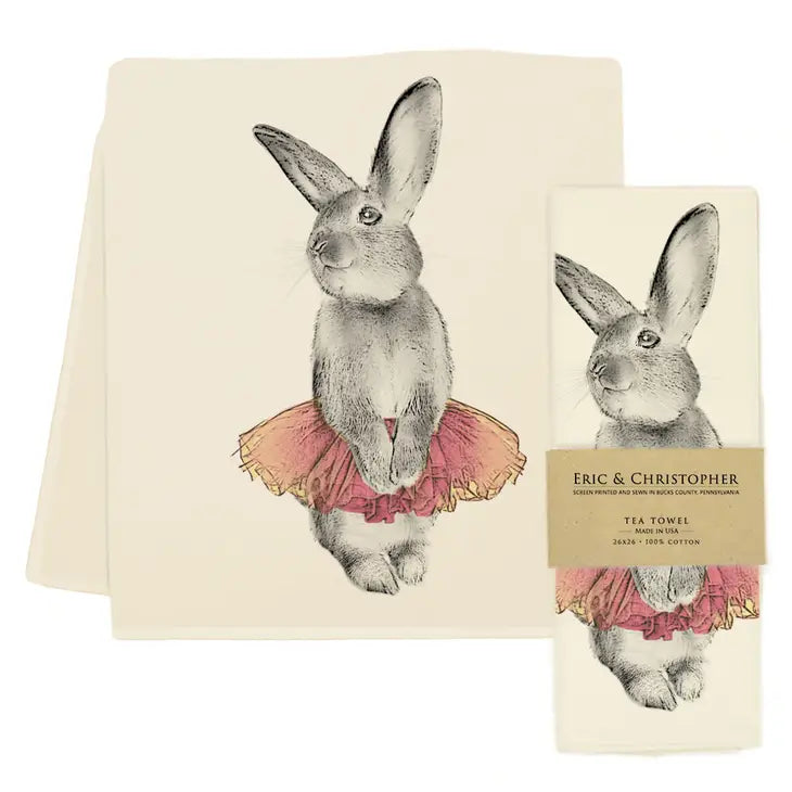 Bunny Tutu Tea Towel (Pink Sparkles) - Zinnias Gift Boutique