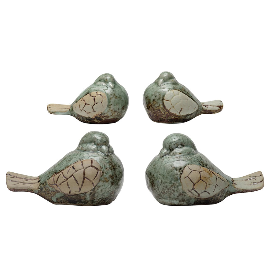 5-1/4" & 3"L Stoneware Bird - Zinnias Gift Boutique