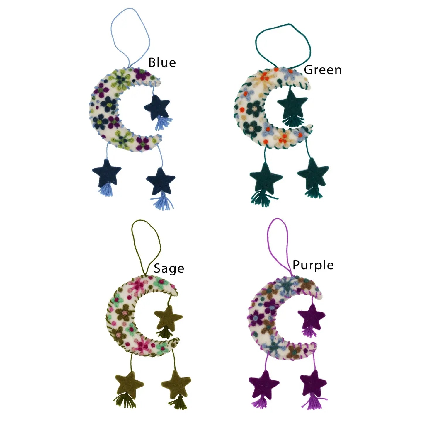 Celestial Moon Felt Charm Pure Wool Home Ornament - Zinnias Gift Boutique