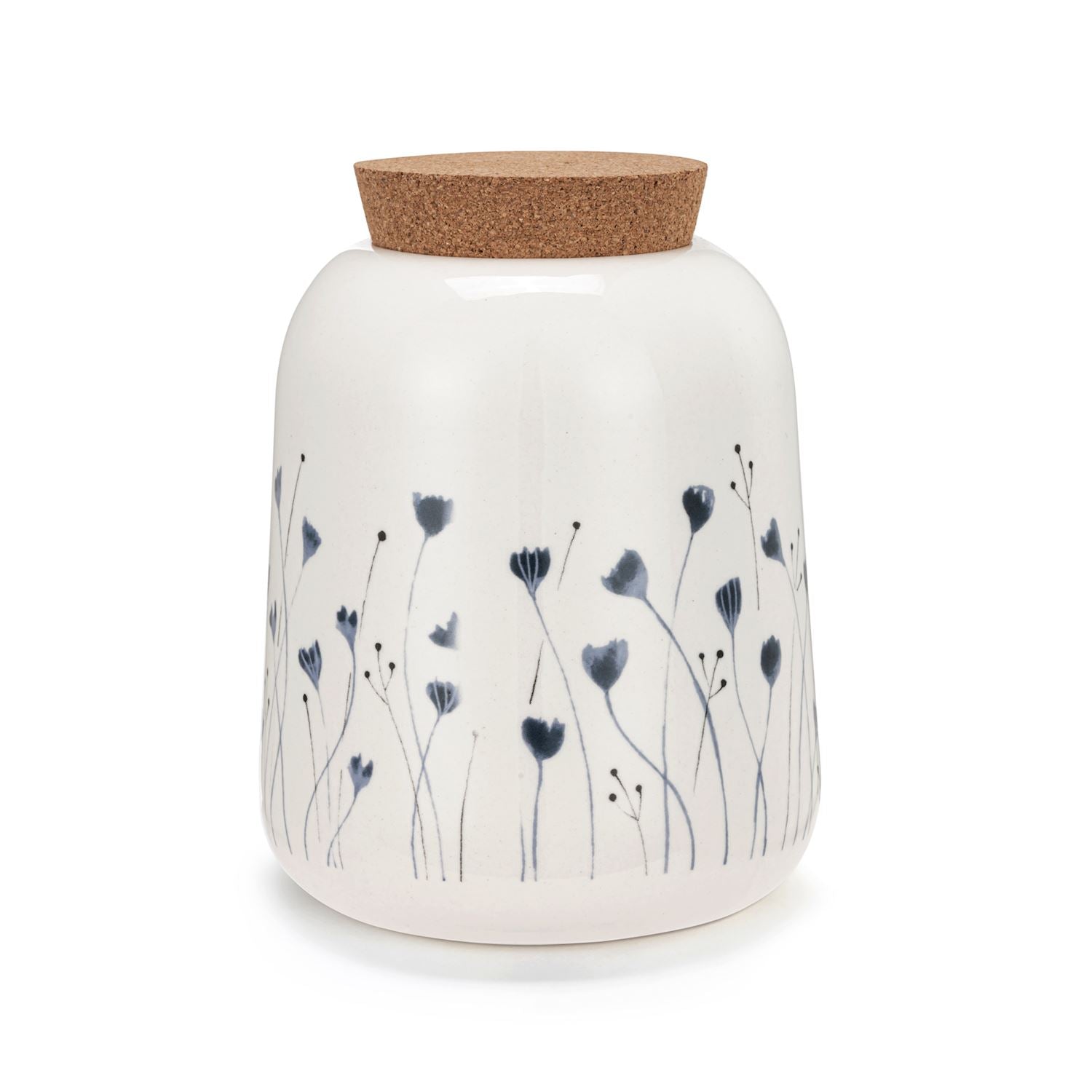 Blue Wildflowers Medium Cork Lid Canister - 32oz - Zinnias Gift Boutique