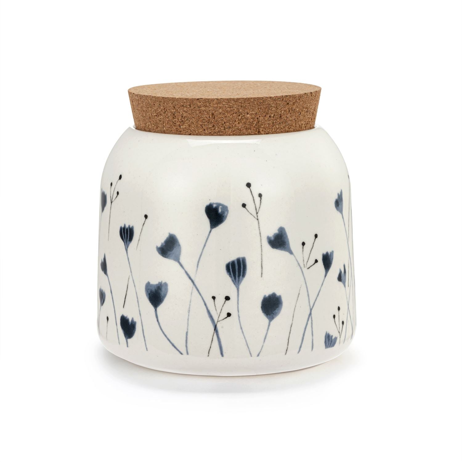 Blue Wildflowers Small Cork Lid Canister - 14oz - Zinnias Gift Boutique