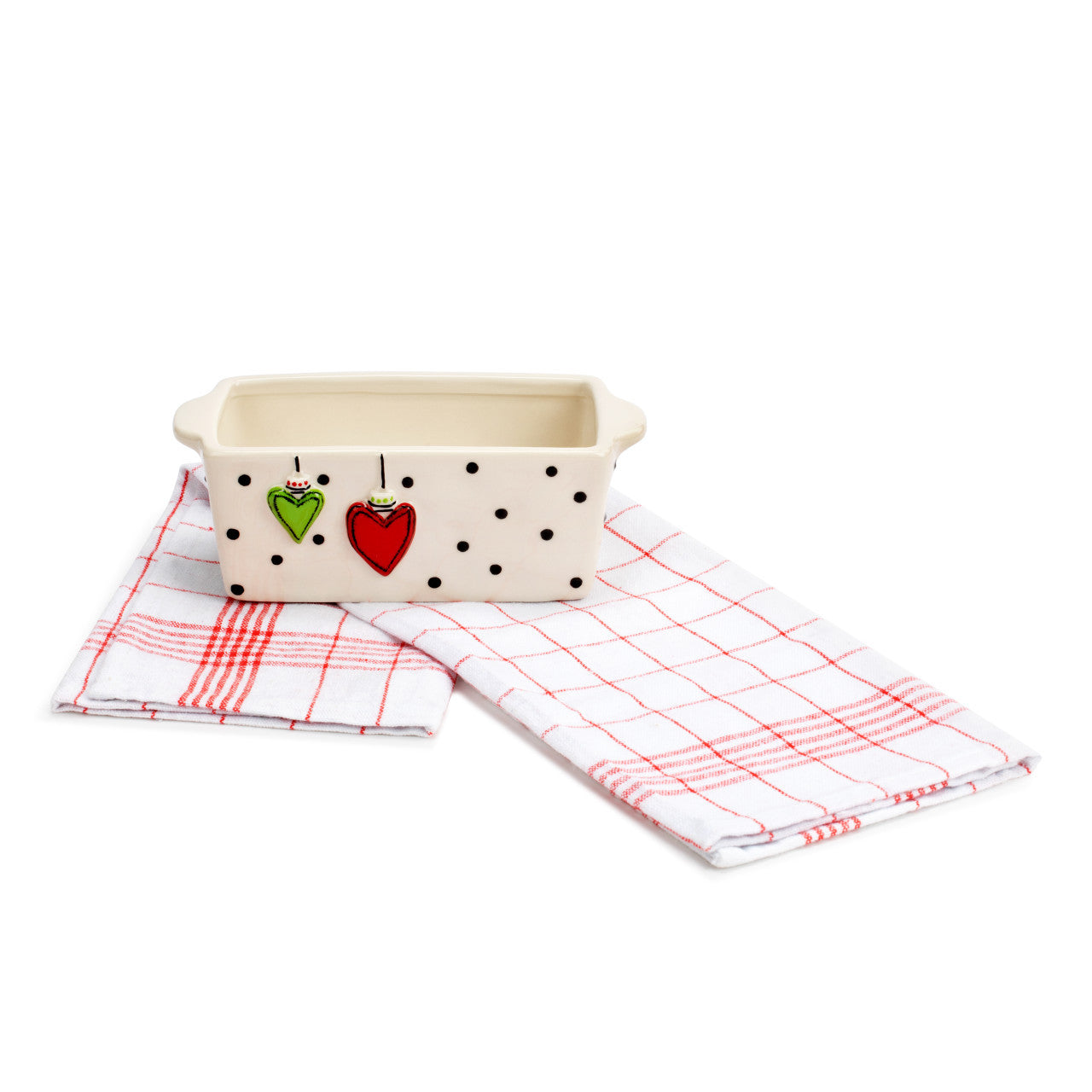 Mini Loaf Pan w/Towel - Hearts - Zinnias Gift Boutique