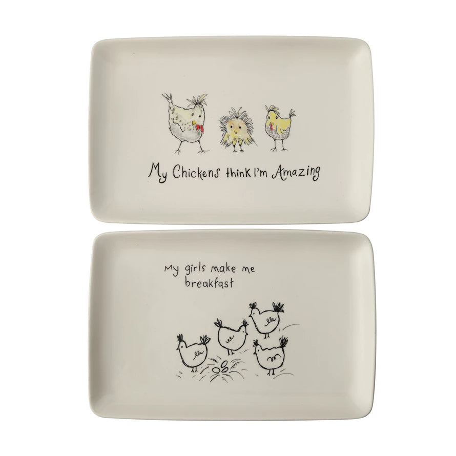 Platter with Chickens and Saying - Zinnias Gift Boutique