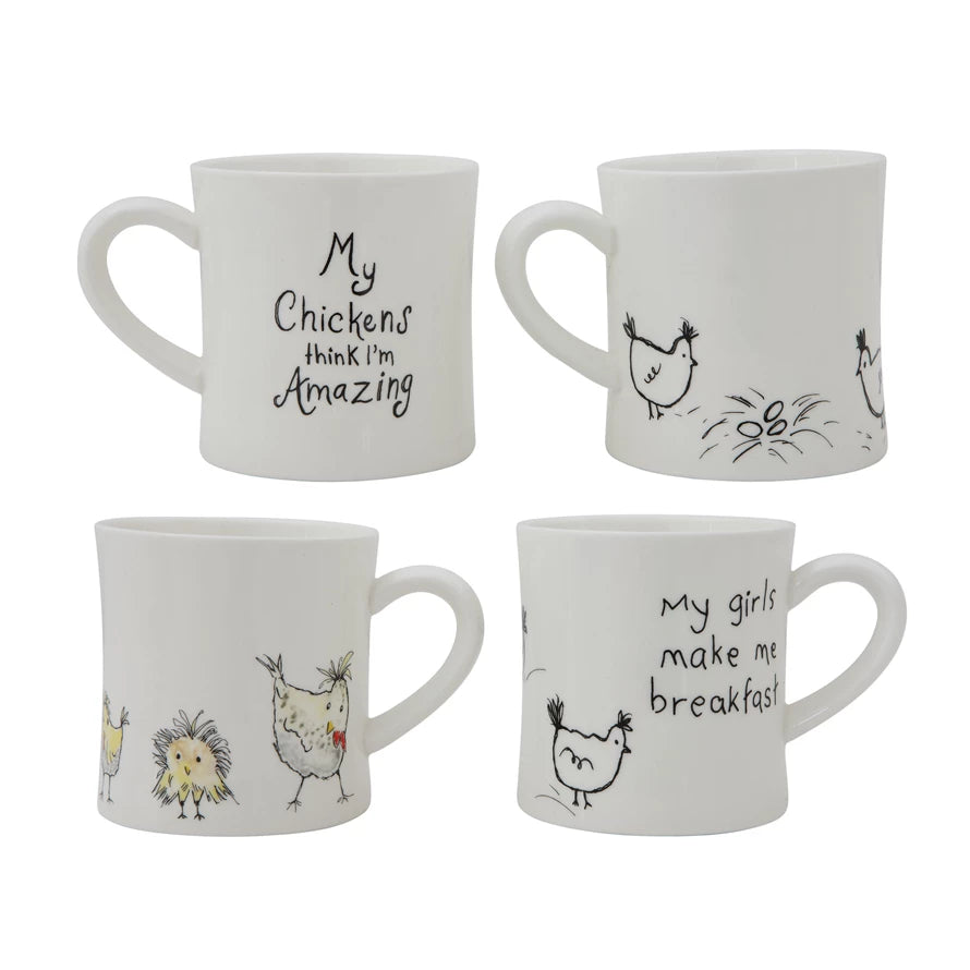 Stoneware Mug with Chickens - Zinnias Gift Boutique