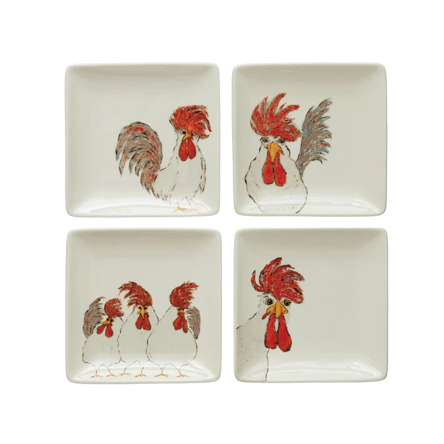 Stoneware Plate with Chicken - Zinnias Gift Boutique