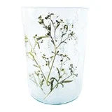 Recycled Glass Votive Holder w/ Embedded Candlenut Leaves - Zinnias Gift Boutique