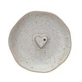 Stoneware Incense Dish/Holder w/Heart (Each O - Zinnias Gift Boutique
