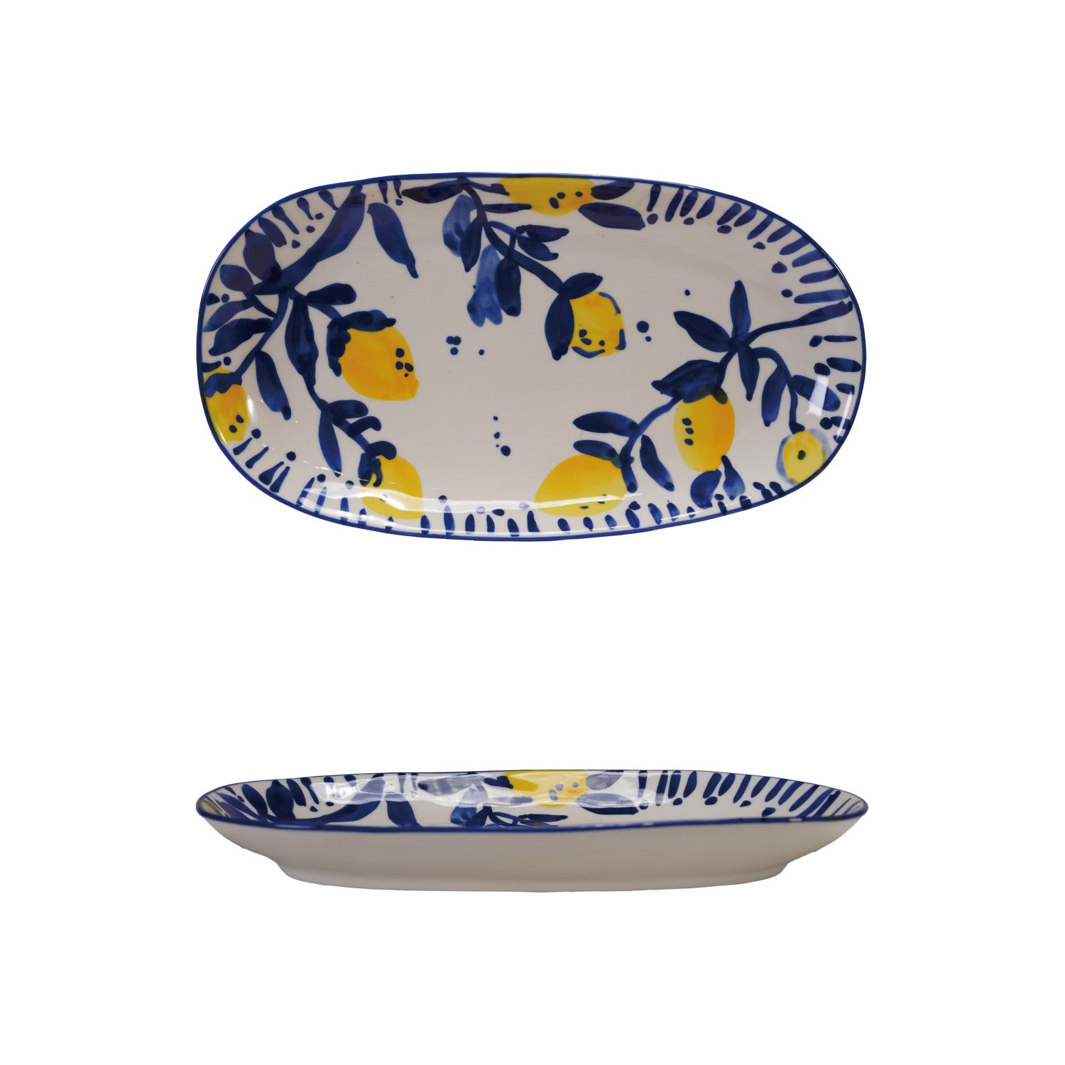Hand-Painted  Platter w/Lemons - Zinnias Gift Boutique