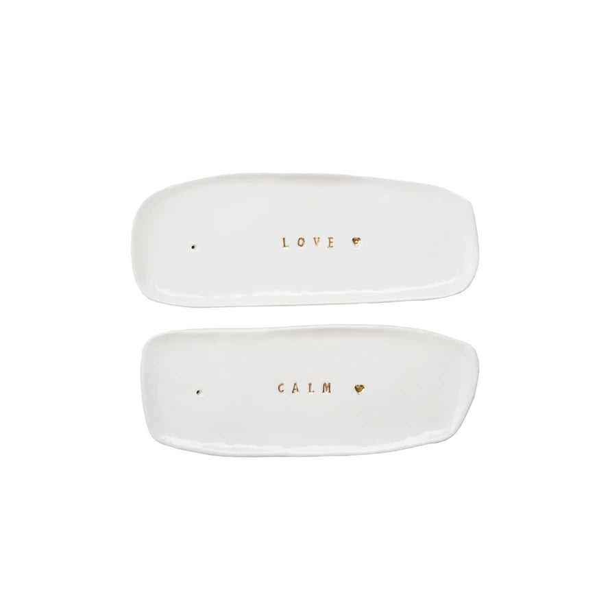 Stoneware Incense Holder with Gold Electroplating - Zinnias Gift Boutique