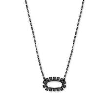Elisa Open Frame Crystal Pendant Necklace in Gunmetal - Zinnias Gift Boutique