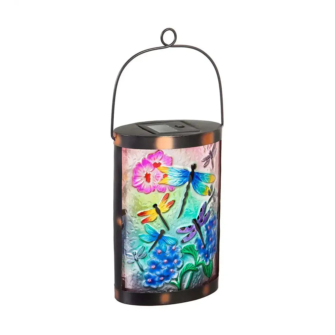 Handpainted Dragonfly Solar Glass Lantern - Zinnias Gift Boutique