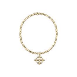 Classic Gold 2.5mm Bead Bracelet - Cross Encompass Charm - Zinnias Gift Boutique