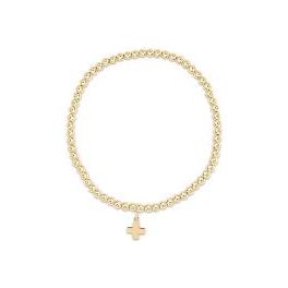 Classic Gold 3mm Bead Bracelet - Signature Gold Cross - Zinnias Gift Boutique