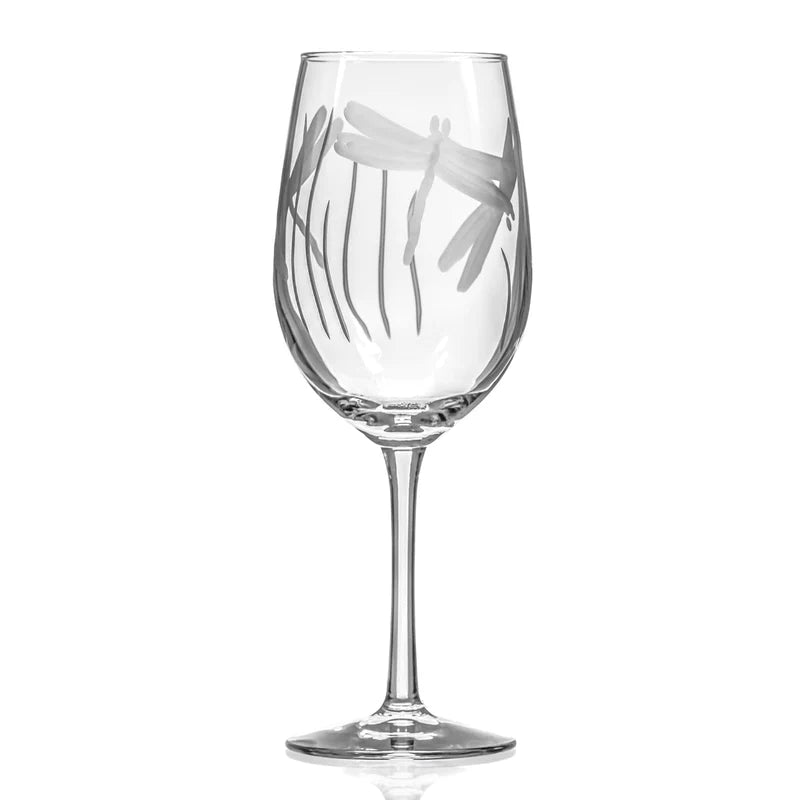 Dragonfly 12oz White Wine Glass - Zinnias Gift Boutique