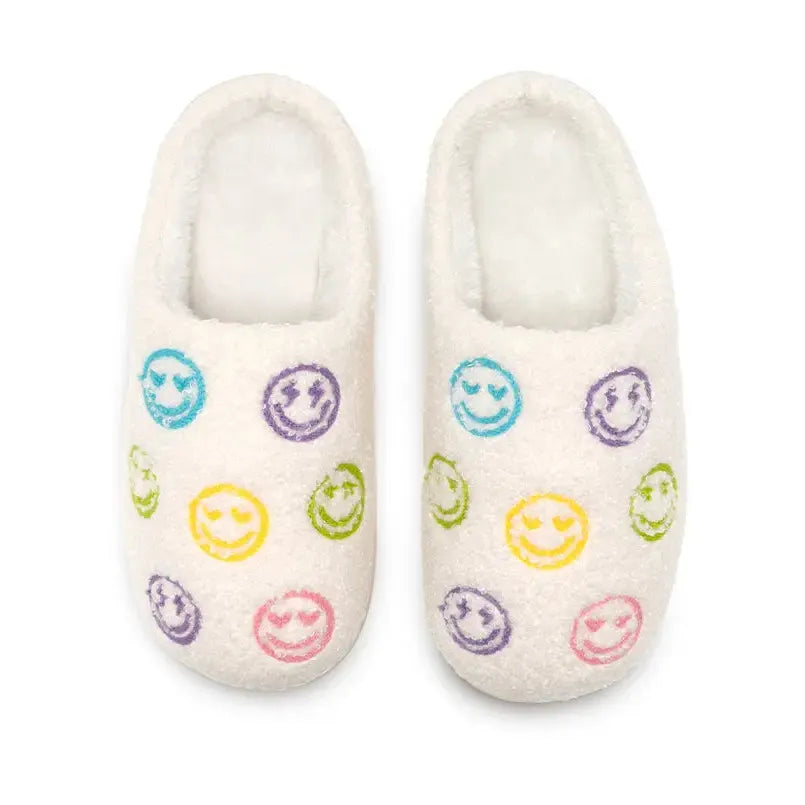 Indoor / Outdoor Slippers - Colorful Happy Faces - Zinnias Gift Boutique