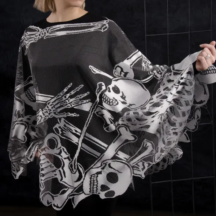 Halloween Rest in Pieces 58 in Poncho Costume Pewter