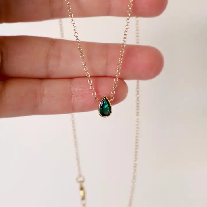 Emerald Pearl Drop Necklace - Zinnias Gift Boutique
