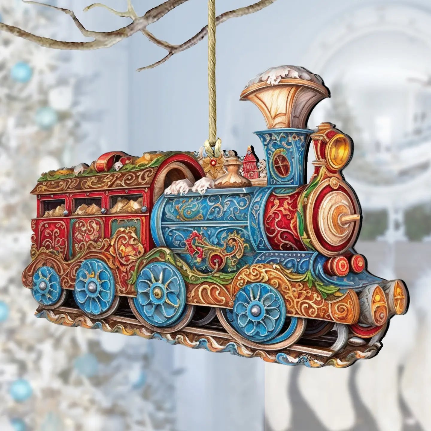 Christmas Train Wooden Ornament